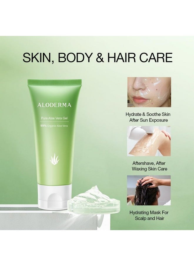 Aloderma 99% Organic Aloe Vera Gel for Face Made within 12 Hours of Harvest - Natural Hydrating Pure Aloe Vera Gel for Soothing Skincare - Moisturizing Aloe Gel for Skin, Face, & Sensitive Skin, 4oz