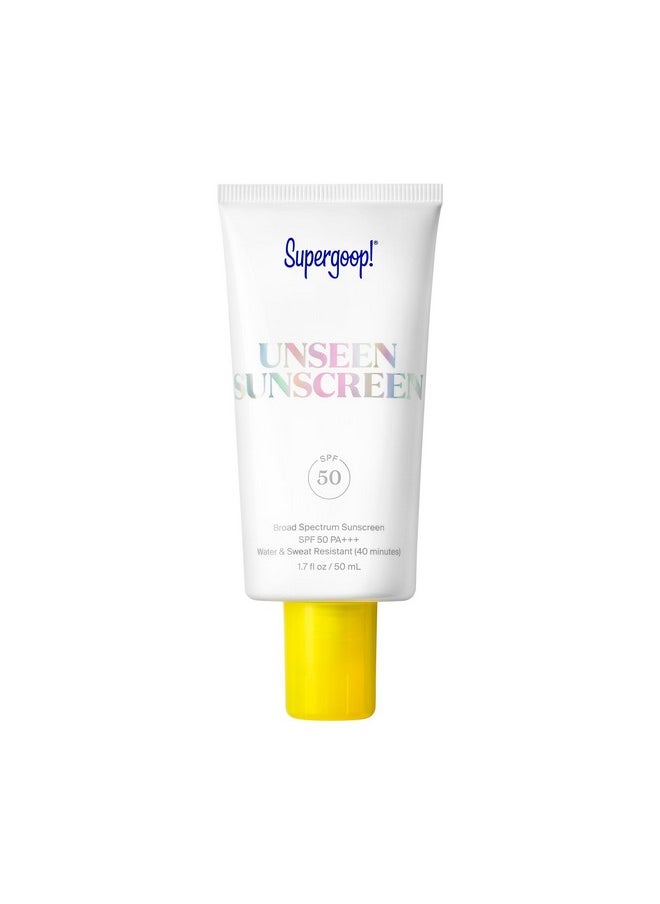Supergoop! Unseen Sunscreen SPF 50 Invisible Sun Protection for Face - Broad Spectrum Face Sunscreen + Makeup-Gripping Primer - Weightless, Scentless, Oil Free - For All Skin Types - 1.7 fl oz