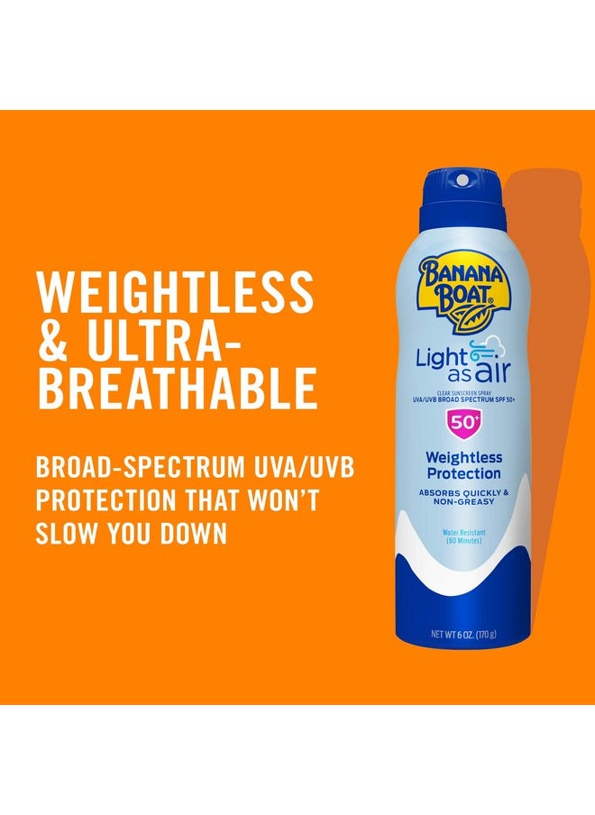 Banana Boat Light As Air Sunscreen Spray SPF 50, 9.5oz | Lightweight Sunscreen, Spray On Sunscreen, Body Sunscreen Spray, Non-Greasy Sunscreen, Oxybenzone Free Sunscreen, Family Size Sunscreen, 9.5oz