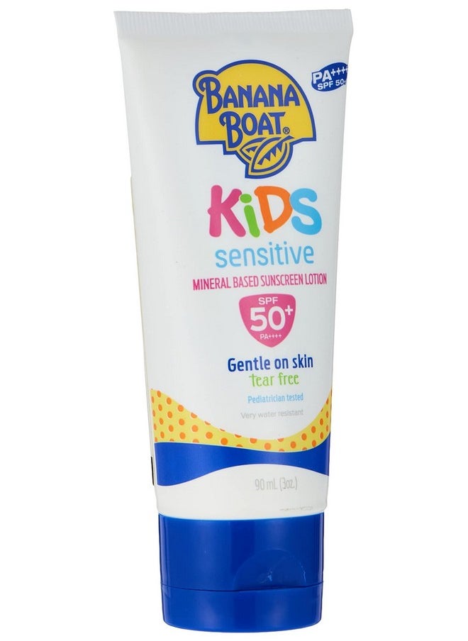BANANA BOAT Sunscreen Lotion Combination Skin Uva & Uvb Protection Pa++++ Very Water And Sweat Resistant (Kids Sensitive Mineral SPF 50+ PA++++, 90ml)