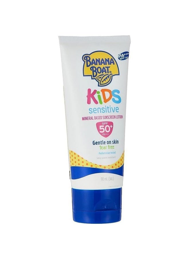 BANANA BOAT Sunscreen Lotion Combination Skin Uva & Uvb Protection Pa++++ Very Water And Sweat Resistant (Kids Sensitive Mineral SPF 50+ PA++++, 90ml)