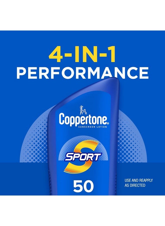 Coppertone SPORT Sunscreen SPF 50 Lotion, Water Resistant Sunscreen, Body Sunscreen Lotion, 7 Fl Oz
