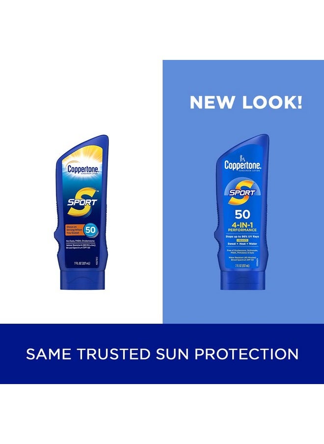 Coppertone SPORT Sunscreen SPF 50 Lotion, Water Resistant Sunscreen, Body Sunscreen Lotion, 7 Fl Oz
