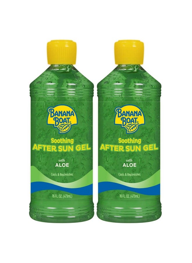 Banana Boat Soothing After Sun Gel with Aloe Twin Pack | After Sun Care Aloe Gel, After Sun Aloe, Sunburn Relief, 16oz each