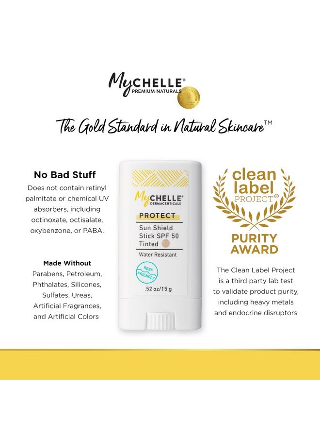 MyCHELLE Sun Shield Stick SPF 50 Tinted - Mineral Reef Safe Sunscreen for Face