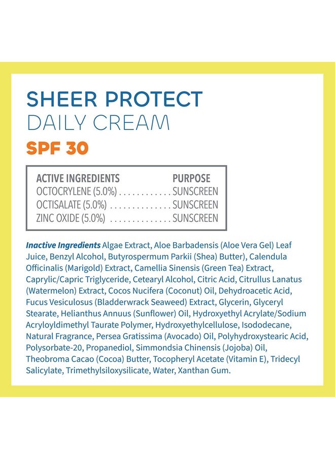 Seaweed Bath Co. Sheer Protect Daily SPF 30 Broad Spectrum Hybrid Sunscreen Cream, 3.4 Ounce, Sustainably Harvested Seaweed, Aloe, Green Tea