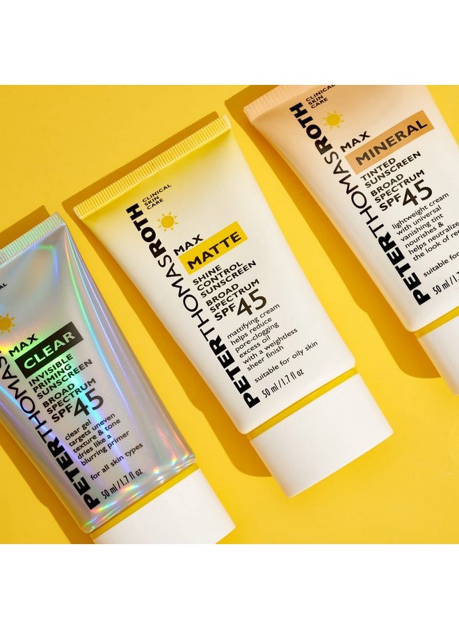 Peter Thomas Roth | Max Clear Invisible Priming Sunscreen Broad Spectrum SPF 45 | Makeup Primer with SPF, Water-Resistant Sunscreen Gel with Silky Finish, 1.7 fl. oz.