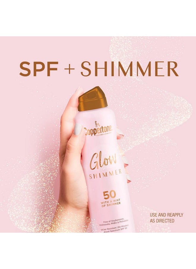 Coppertone Glow with Shimmer Sunscreen Spray, Water Resistant , Broad Spectrum, SPF 50, 5 Oz