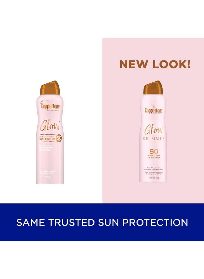 Coppertone Glow with Shimmer Sunscreen Spray, Water Resistant , Broad Spectrum, SPF 50, 5 Oz