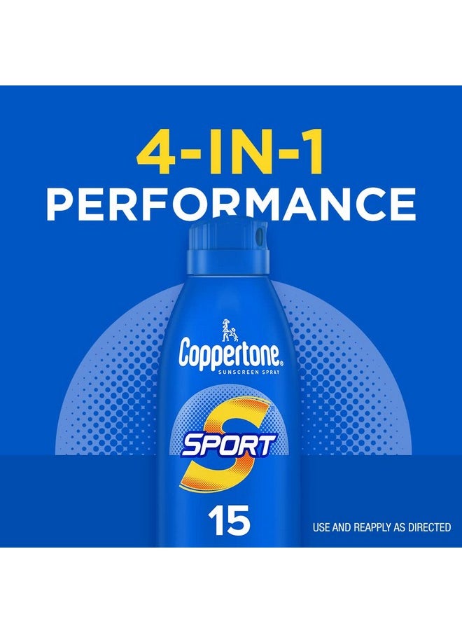 Coppertone Sport Sunscreen Spray, Broad Spectrum SPF 15 Water Resistant Spray Sunscreen, 5.5 Oz, Pack of 3