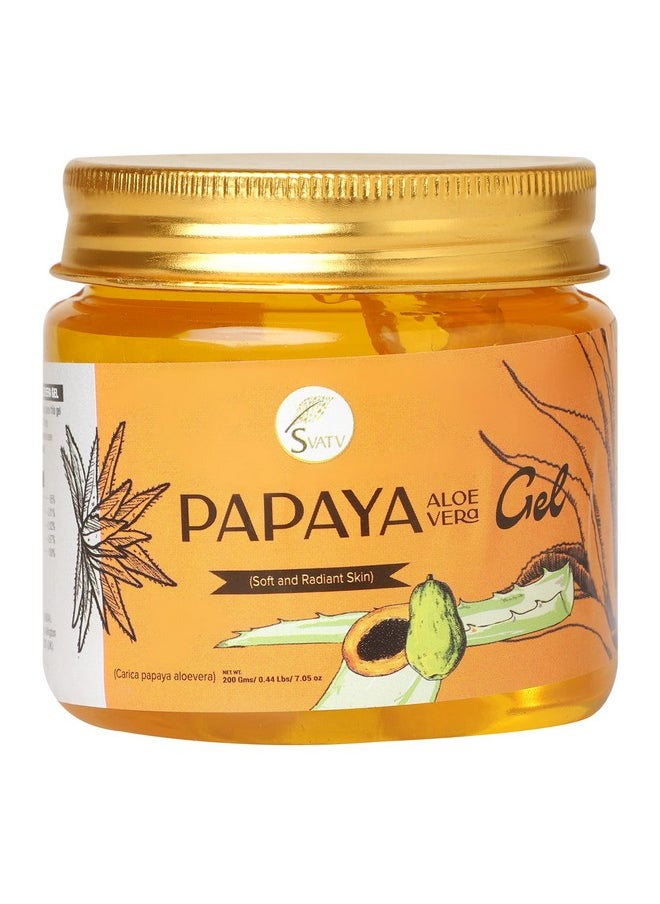 SVATV Papaya Aloe Vera Gel | Wrinkle reduction | Exfoliate the Skin | Helps in Skin Problems | Paraben & Sulfate Free - 200g | 7.05 Oz | 0.44 Lbs