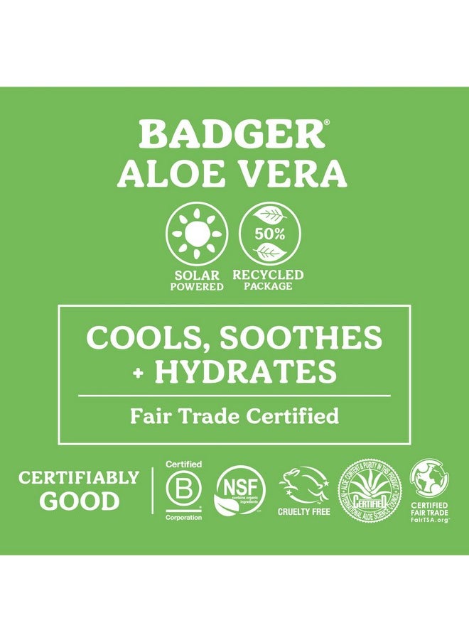 Badger Aloe Vera Gel for Sunburn Relief, Fair Trade & Organic After Sun Care, Pure Cooling Soothing Aloe Vera Gel for Face & Skin, Hypoallergenic & Unscented, 4 fl oz