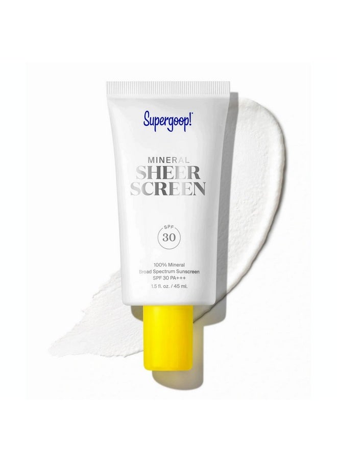 Supergoop! Mineral Sheerscreen SPF 30 PA+++, 1.5 fl oz - 100% Mineral, Broad Spectrum Face Sunscreen + Primer + Helps Filter Blue Light - Satin Finish - For All Skin Types