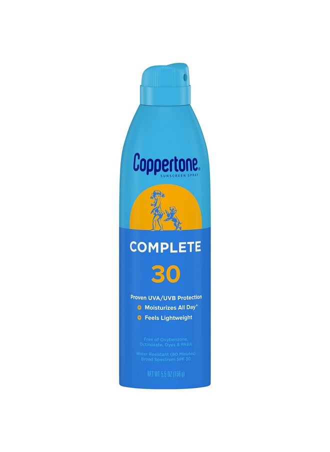 Coppertone Complete Sunscreen Spray, SPF 30 Spray Sunscreen, 5.5 Oz