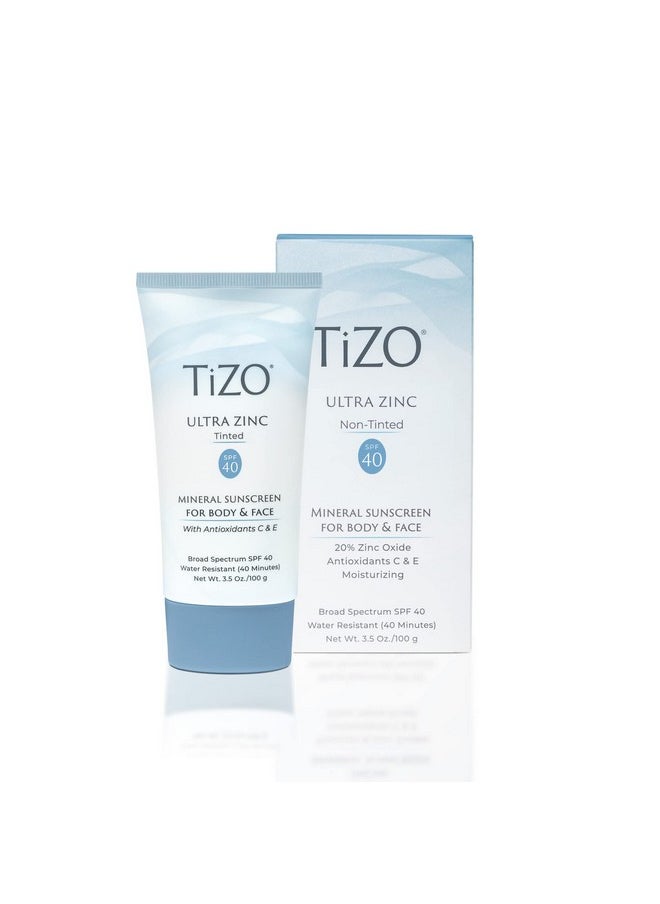 TIZO Ultra Zinc Body Face Sunscreen Tinted SPF 40, 3.5 oz
