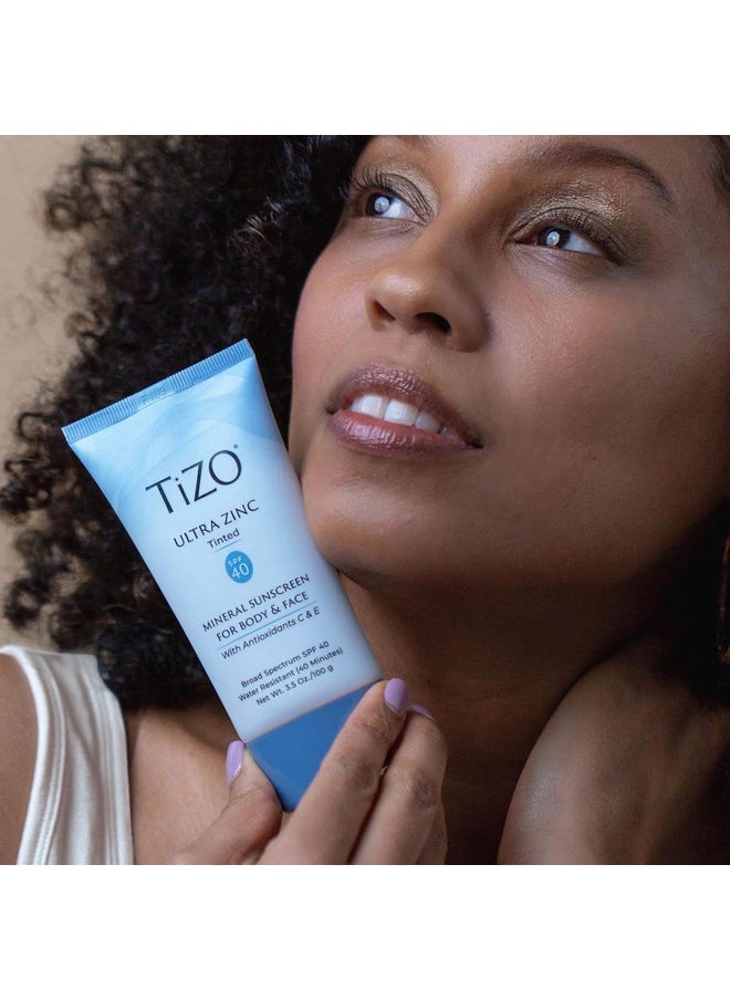 TIZO Ultra Zinc Body Face Sunscreen Tinted SPF 40, 3.5 oz