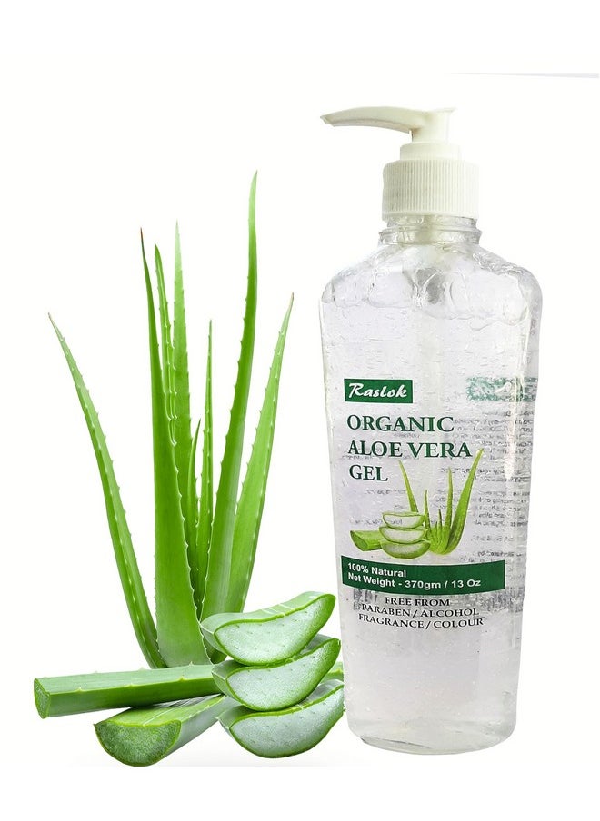 Raslok Aloe Vera Gel | Pure & Natural Aloe Gel | For Moisturizing Face Skin & Hair Care | Durable Moisturizing Hydrating Soothing Non-Sticky - 13 oz - 370gm (Natural)