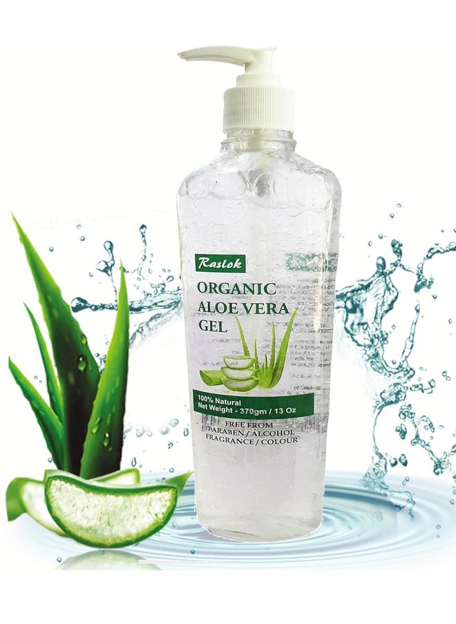 Raslok Aloe Vera Gel | Pure & Natural Aloe Gel | For Moisturizing Face Skin & Hair Care | Durable Moisturizing Hydrating Soothing Non-Sticky - 13 oz - 370gm (Natural)