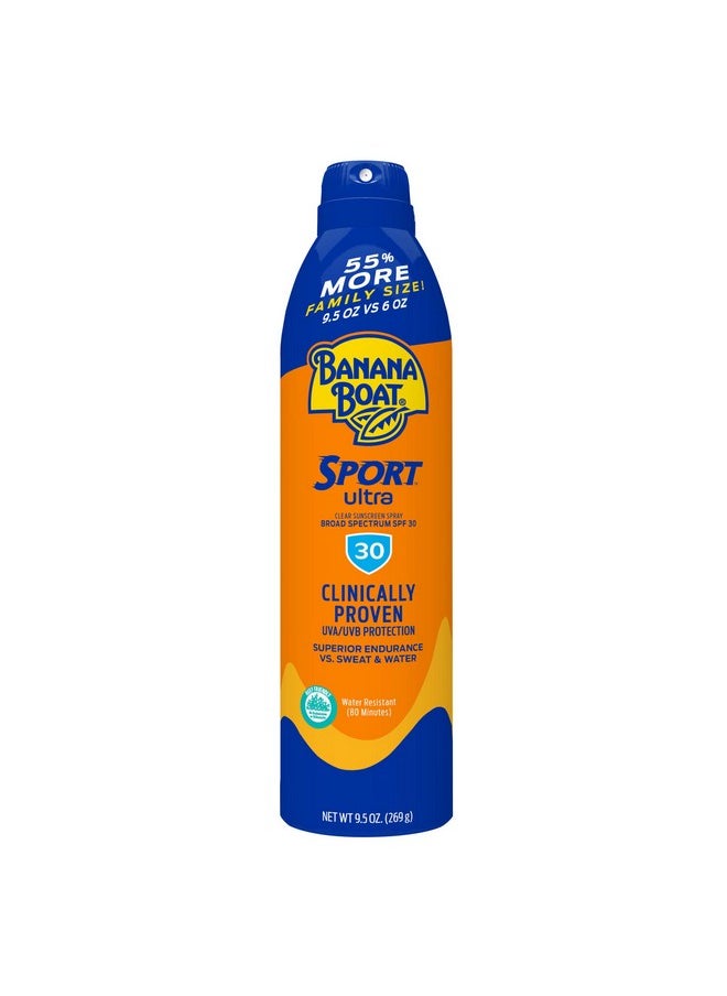 Banana Boat Sport Ultra SPF 30 Sunscreen Spray, 9.5oz | Banana Boat Sunscreen Spray SPF 30, Oxybenzone Free Sunscreen, Spray On Sunscreen, Water Resistant Sunscreen, Family Size Sunscreen, 9.5oz