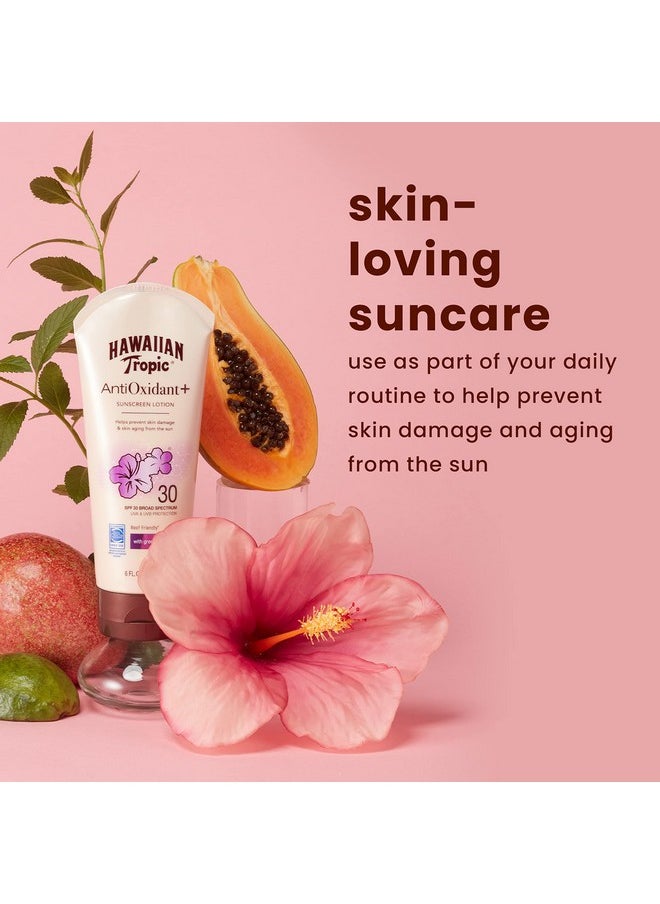 Hawaiian Tropic Skin Defense Sunscreen Lotion SPF 30, 6oz | SPF 30 Sunscreen Lotion with Green Tea Extract, Sunscreen Body Lotion, Oxybenzone Free Sunscreen, 6oz