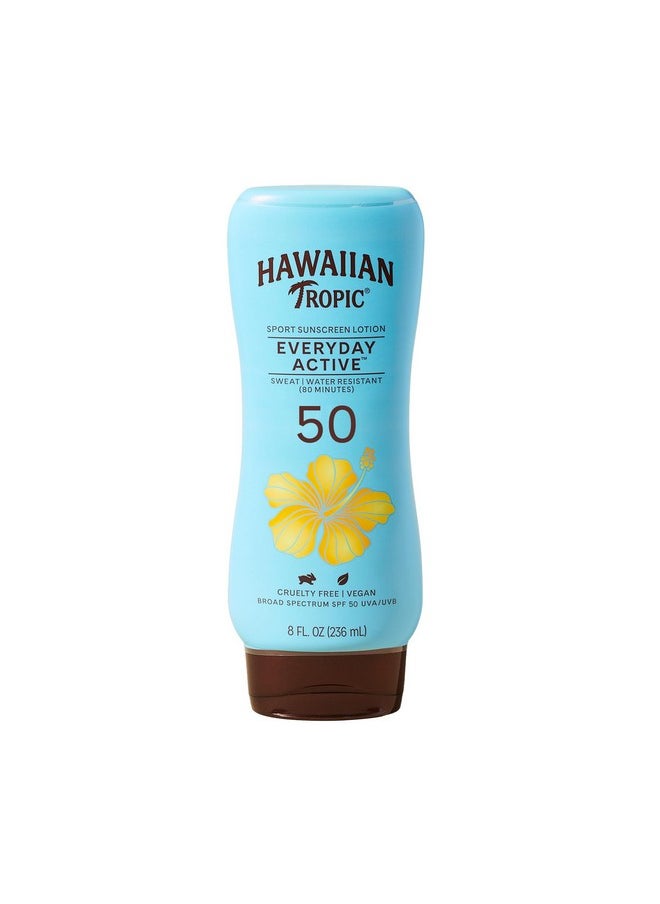 Hawaiian Tropic Everyday Active Lotion Sunscreen SPF 50, 8oz | Hawaiian Tropic Sunscreen SPF 50, Sunblock, Broad Spectrum Sunscreen, Oxybenzone Free Sunscreen, Water Resistant Sunscreen, 8oz