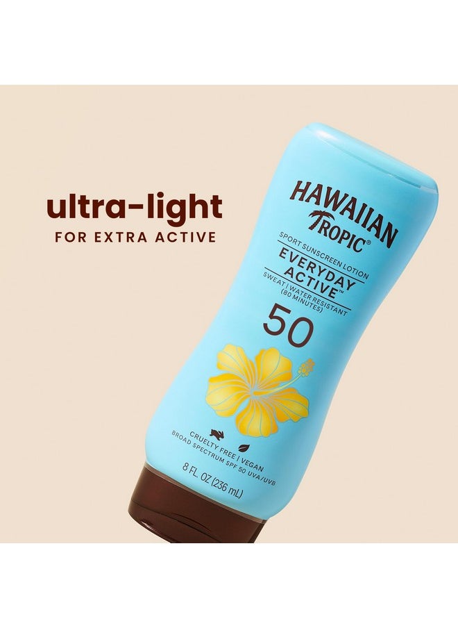 Hawaiian Tropic Everyday Active Lotion Sunscreen SPF 50, 8oz | Hawaiian Tropic Sunscreen SPF 50, Sunblock, Broad Spectrum Sunscreen, Oxybenzone Free Sunscreen, Water Resistant Sunscreen, 8oz