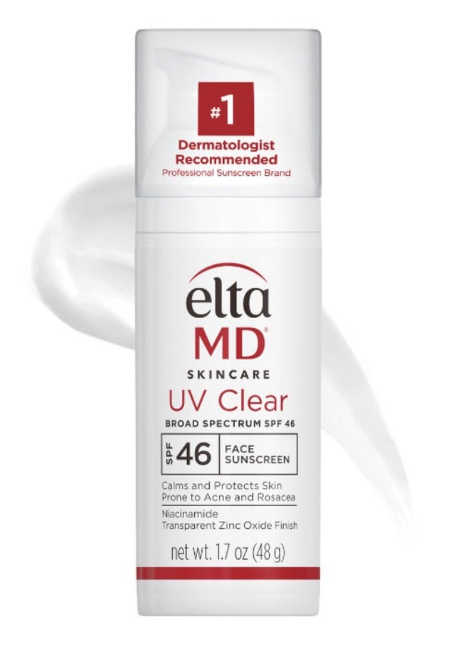 EltaMD UV Clear Face Sunscreen SPF 46, Oil Free Sunscreen with Zinc Oxide, Dermatologist Recommended Sunscreen,1.7 oz Pump