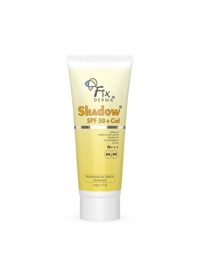 Fixderma Shadow Sunscreen SPF 50+ PA+++ Gel For Oily Skin, Body & Face, Broad Spectrum For Uva & Uvb Protection For Unisex, Non Greasy & Water Resistant, 40gm (Pack of 1)