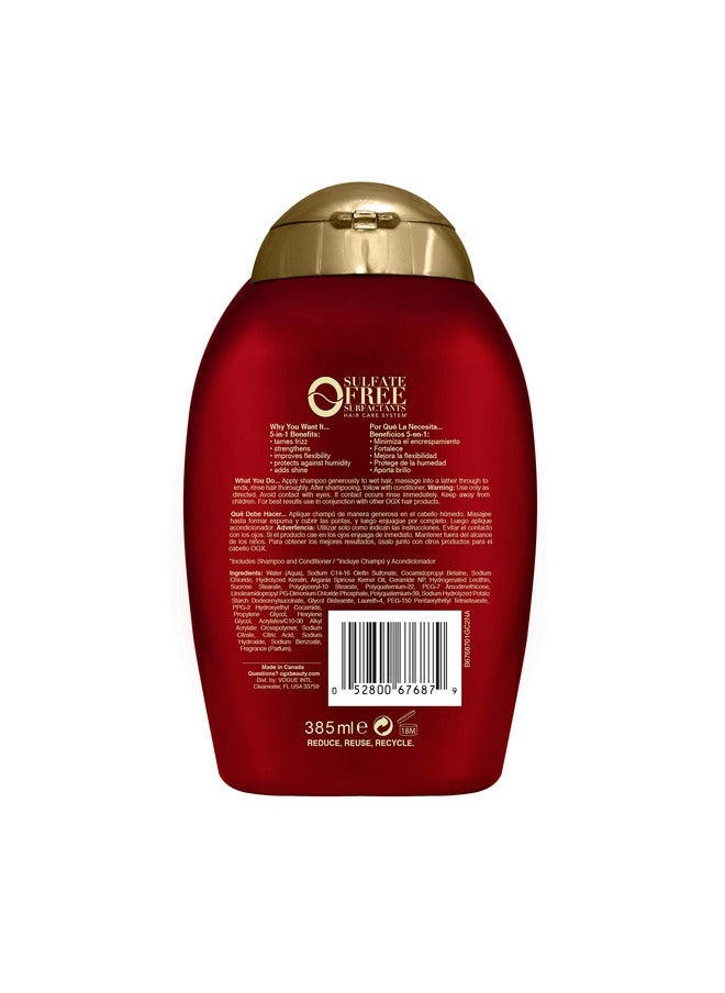 OGX Frizz-Free + Keratin Smoothing Oil Shampoo, 5 in 1, for Frizzy Hair, Shiny Hair