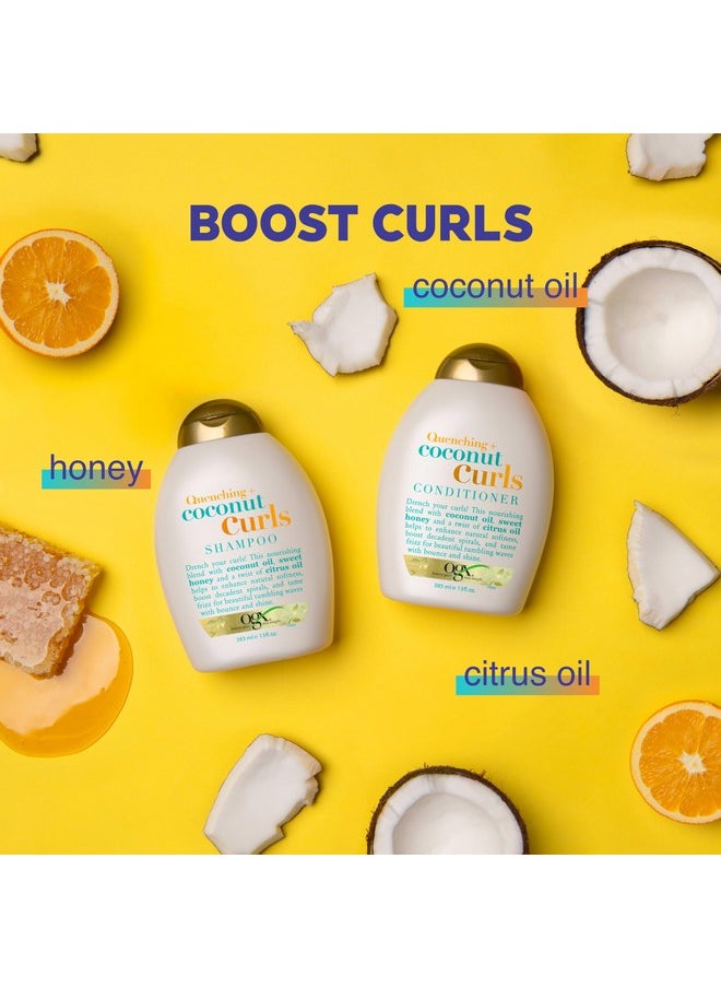 OGX Quenching + Coconut, Curl-Defining Shampoo, Hydrating & Nourishing Curly Hair Shampoo with Coconut Oil, Citrus Oil & Honey, Paraben, Sulfate-Free Surfactants, 13 floz