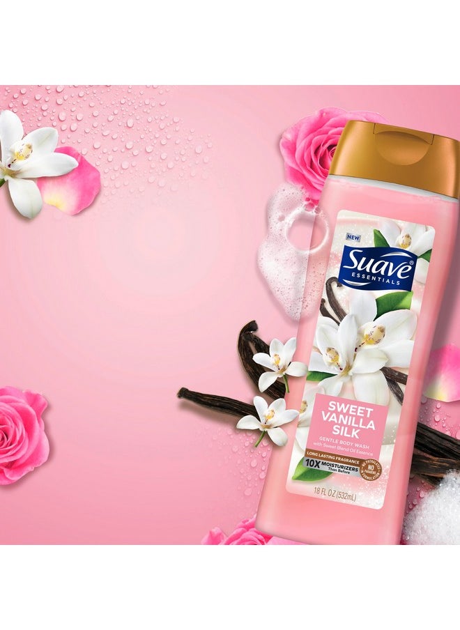 Suave Moisturizing Body Wash Women, Sweet Vanilla with Vitamin E and Aloe Extracts, No Parabens, No Phthalates, 18 Oz (Pack of 6)