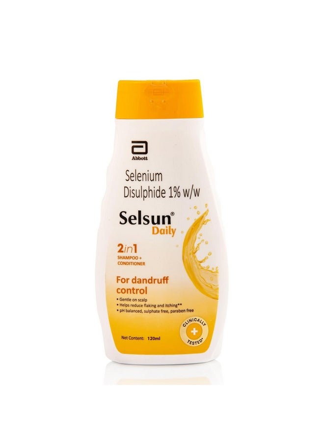 Selsun Daily Anti Dandruff Shampoo, Clears away dandruff flakes, Relieves from dandruff related itching, Conditions hair (120ml)