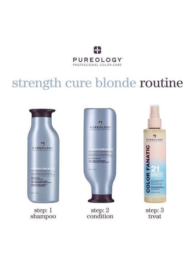 Pureology Strength Cure Blonde Purple Shampoo for Blonde & Lightened Color-Treated Hair, 9 Fl Oz