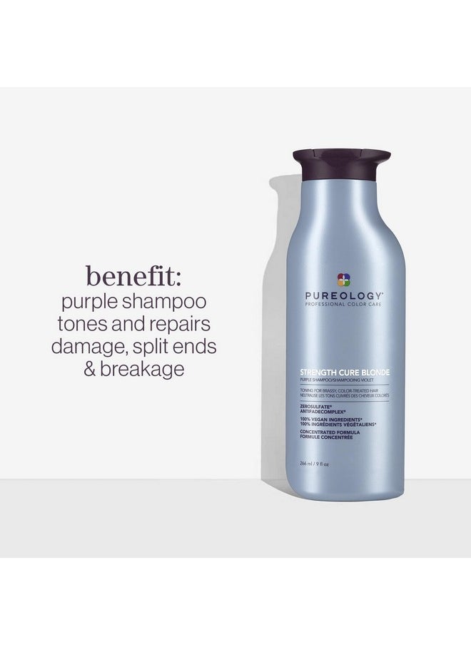 Pureology Strength Cure Blonde Purple Shampoo for Blonde & Lightened Color-Treated Hair, 9 Fl Oz