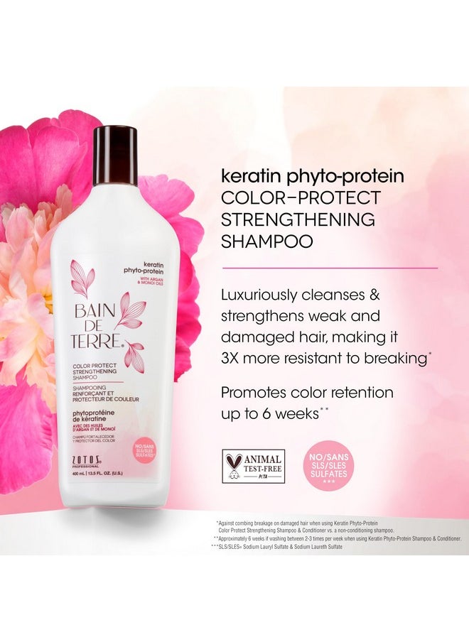 Bain de Terre Keratin Phyto-Protein Color Protect Strengthening Shampoo, Color-Safe Strengthening for Weak & Damaged Hair, Sulfate-Free, Paraben-Free, 33.8 Fl Oz