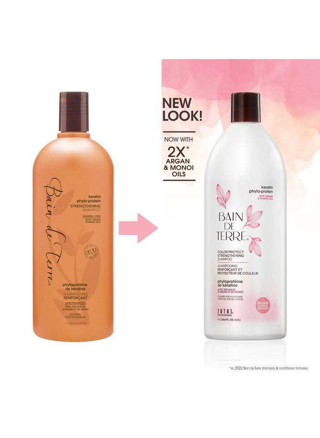 Bain de Terre Keratin Phyto-Protein Color Protect Strengthening Shampoo, Color-Safe Strengthening for Weak & Damaged Hair, Sulfate-Free, Paraben-Free, 33.8 Fl Oz