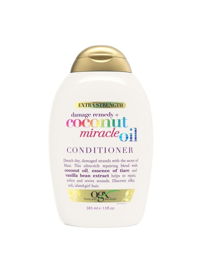 OGX Extra Strength Damage Remedy + Coconut Miracle Oil Conditioner for Dry, Frizzy or Coarse Hair, Hydrating & Flyaway Taming Conditioner, Paraben-Free, Sulfate-Free Surfactants, 13 fl oz
