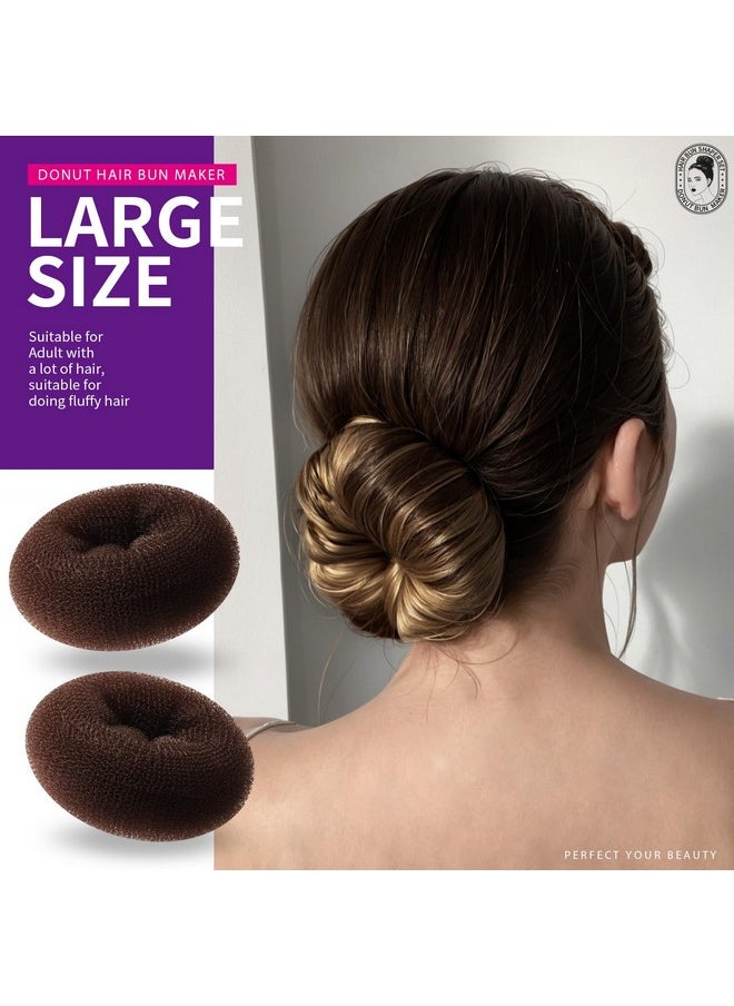Teenitor Donut Hair Bun Maker Set - 7 Rings (1 Extra-Large, 2 Large, 2 Medium, 2 Small), 5 Elastic Bands, 20 Hair Pins, Dark Brown