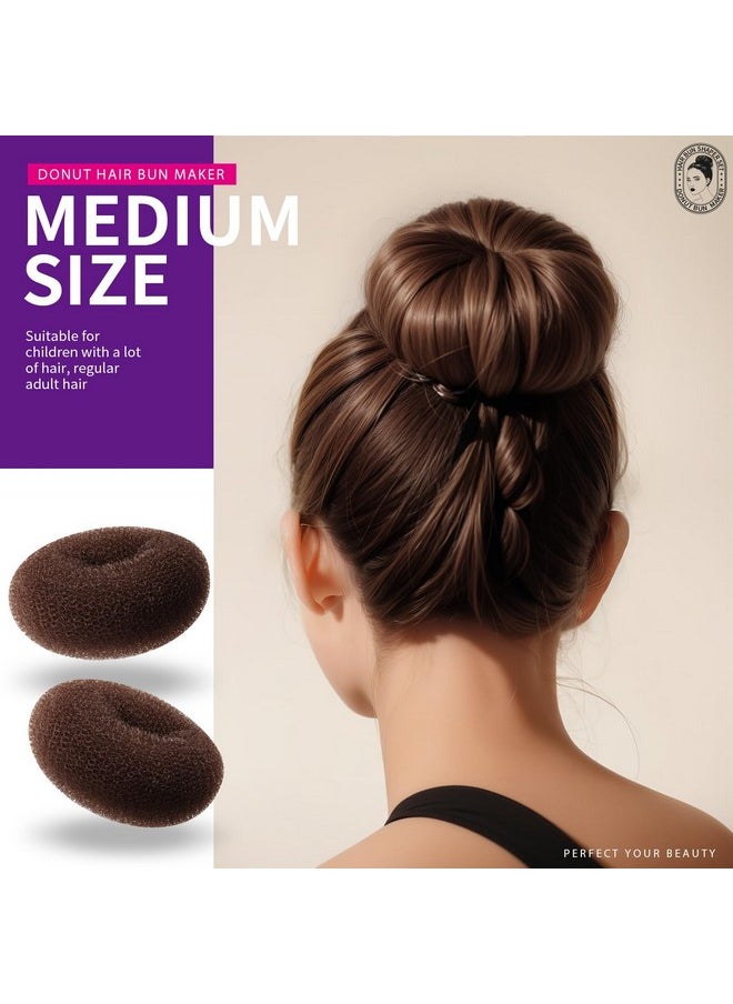 Teenitor Donut Hair Bun Maker Set - 7 Rings (1 Extra-Large, 2 Large, 2 Medium, 2 Small), 5 Elastic Bands, 20 Hair Pins, Dark Brown