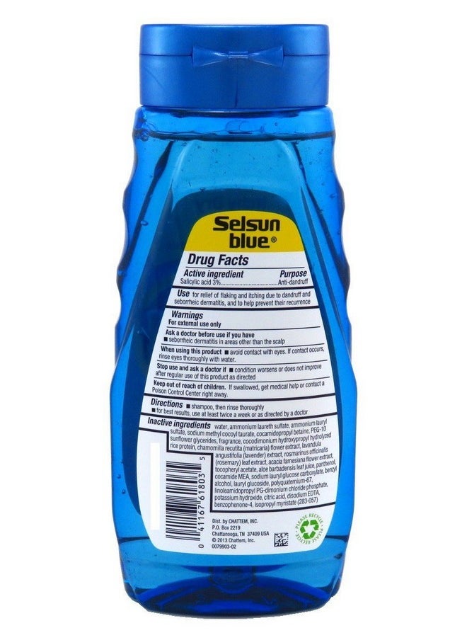 Selsun Blue Shampoo Naturals Dandruff Itchy Dry Scalp 11 Ounce (325ml) (3 Pack)