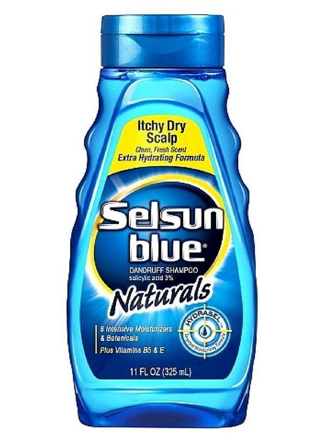 Selsun Blue Shampoo Naturals Dandruff Itchy Dry Scalp 11 Ounce (325ml) (3 Pack)