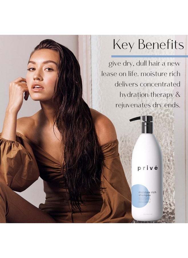Prive Moisture Rich Shampoo - Extreme Hydration- Infused with Shea Butter - Great for All Hair Types - Color Safe