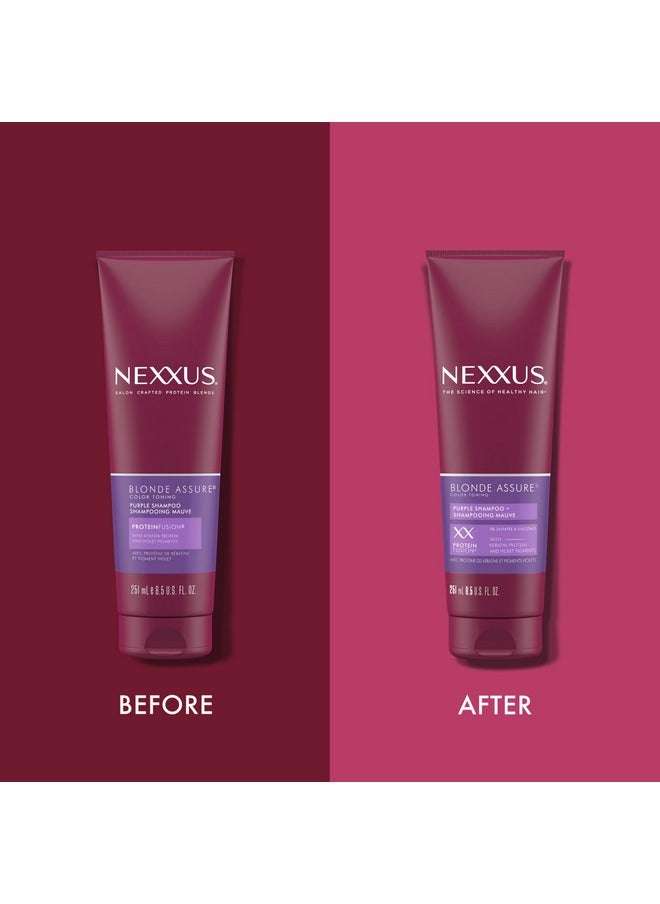 Nexxus Blonde Assure Purple Shampoo, For Blonde Hair Color Care Shampoo, Keratin Protein 8.5 oz