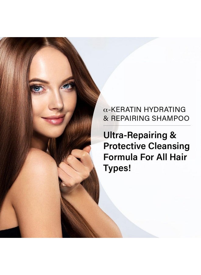 PETER COPPOLA a-Keratin Hydrating & Repairing Shampoo - Ultra-repairing & Gentle Cleansing Sulfate Free Shampoo Repairs Damaged Hair - Nourishes, Conditions, And Prevent Breakage (10 Fl Oz)