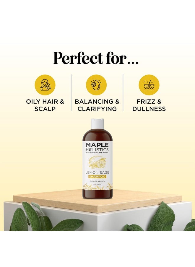 Sulfate Free Shampoo for Oily Hair - Lemon Sage Clarifying Shampoo for Build Up and Oily Scalp Care with Rosemary Essential Oil - Deep Cleansing Rosemary Shampoo for Greasy Hair and Product Build Up