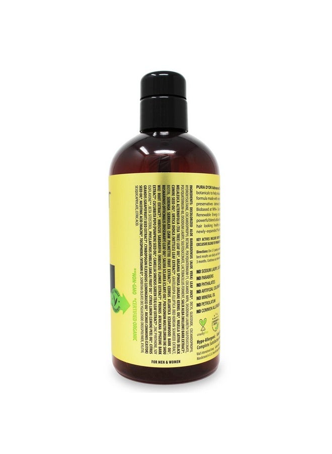 PURA D'OR 16 Oz Advanced Therapy Shampoo Reduces Hair Thinning & Increases Volume, No Sulfate, Biotin Shampoo Infused with Argan Oil, Aloe Vera for All Hair Types, Men & Women
