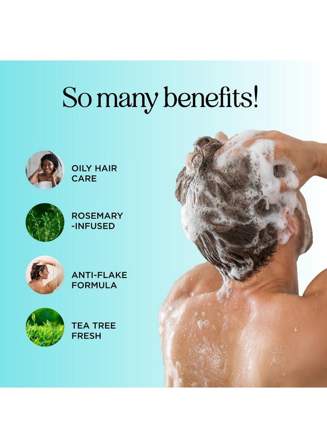 Rosemary Tea Tree Mint Shampoo - Clarifying Shampoo for Build Up and Flakes with Peppermint Oil and Tea Tree Essential Oil for Dry Scalp Treatment - Deep Cleansing Peppermint Tea Tree Shampoo (16oz)