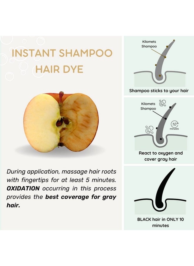 Kilomets BLACK Hair Dye Shampoo 400ml- 100% Grey Coverage in Minutes- Ammonia Free Hair Color Shampoo Cover Gray Silver Hair- Instant Darkening Coloring At Home- Gift for Mom Dad