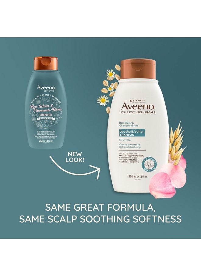 Aveeno Scalp Soothing Rose Water & Chamomile Blend Shampoo For Sensitive & Soft, Sulfate Free Shampoo, No Dyes Or Parabens, 345ml (4067312)