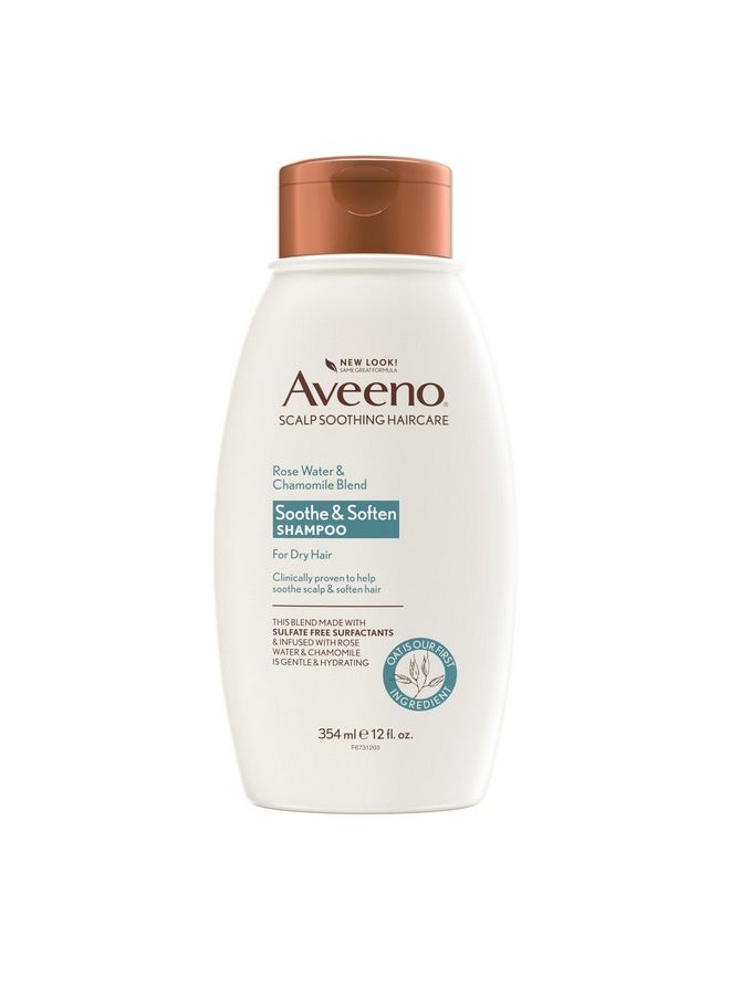 Aveeno Scalp Soothing Rose Water & Chamomile Blend Shampoo For Sensitive & Soft, Sulfate Free Shampoo, No Dyes Or Parabens, 345ml (4067312)